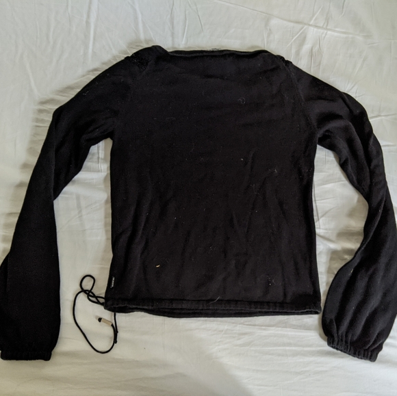 Calvin Klein Black Crocheted Lace Collar Long Sleeved Shirt - Picture 2 of 5